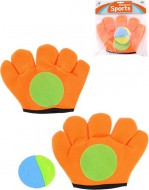 Catch ball - oran�ov� rukavice chytac� set 2ks se soft m��kem, v s��ku