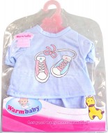 Oble�en� pro panenky 42cm set modr� triko a kalhoty na ram�nku v s��ku