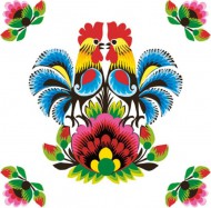 Ubrousky celoron owicz Folk Roosters on White, 33 x 33 cm, SLOG 0589 01 - zvtit obrzek