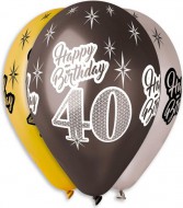 Nafukovac balnky 6ks Happy Birthday 40 - zvtit obrzek