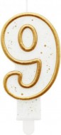 Dortov� sv��ka ��slice 9 zlacen� s glitry 7,5cm