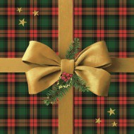 Ubrousky DAISY L (20ks) Gold Bow on Christmas Check - zvtit obrzek
