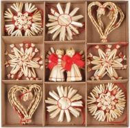 Dekorace slamn mix motiv 6 cm, 24 ks - zvtit obrzek