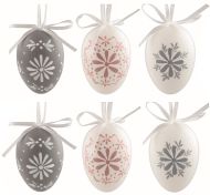 Velikono�n� vejce plastov� Kv�ty 6 cm na zav�en�, 6 ks v s��ku