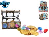 Truhla 7.5cm s pokladem 12ks zlatch minc a 12ks diamant - zvtit obrzek