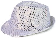 Klobouk disco st��brn� s LED sv�tlem pro dosp�l� - zv�t�it obr�zek